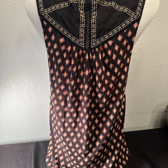 Lucky Brand Cream Black Brown Boho Style Sleeveless Tank Top Size Large - Picture 3 of 5